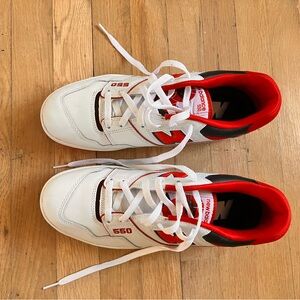 New Balance 550 NB White and Red Sneakers